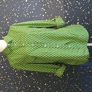 TALBOTS Green & white Dog with ball print shirt size 12